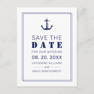 Nautical Anchor Blue Wedding Save the Date Ankündigungspostkarte