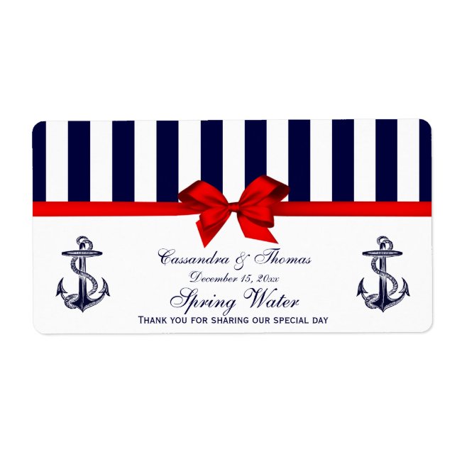 Nautical Anchor Blue White Strip H Water Label (Vorne)