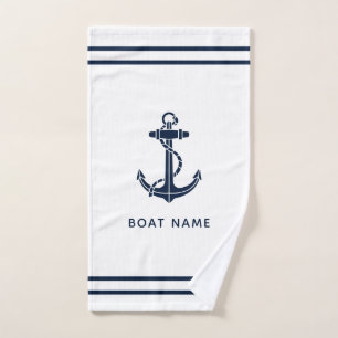 Nautical Anchor Boat Name Custom Handtuch