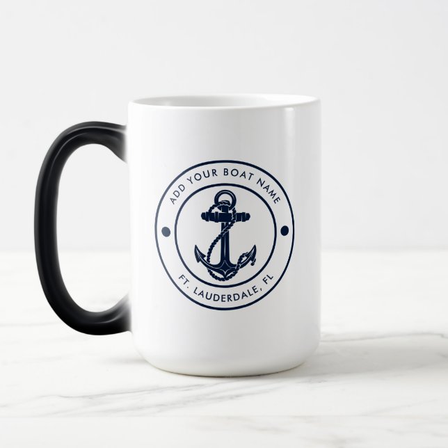 Nautical Anchor Boat Name Custom Verwandlungstasse (Links)
