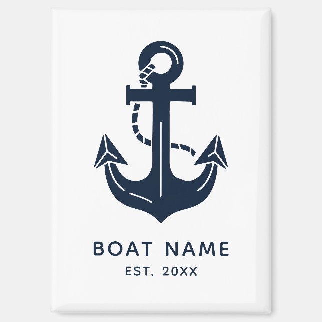 Nautical Anchor Boat Name Magnet (Vorderseite)