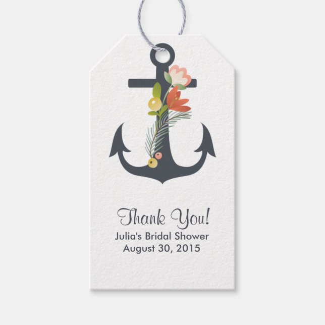Nautical Anchor Brautparty Gefälligungstags Geschenkanhänger (Vorderseite)