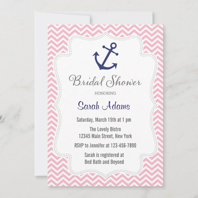 Nautical Anchor Bridal Dusche Einladung (Vorderseite)
