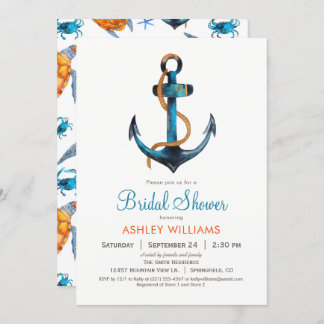 Nautical Anchor Bridal Dusche Einladung