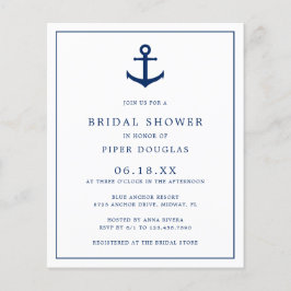Nautical Anchor Budget Bridal Dusche Einladung Flyer