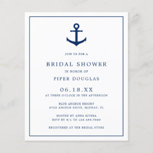 Nautical Anchor Budget Bridal Dusche Einladung Flyer