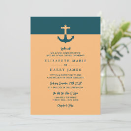 Nautical Anchor - Coral Blue - Beach Wedding Einladung