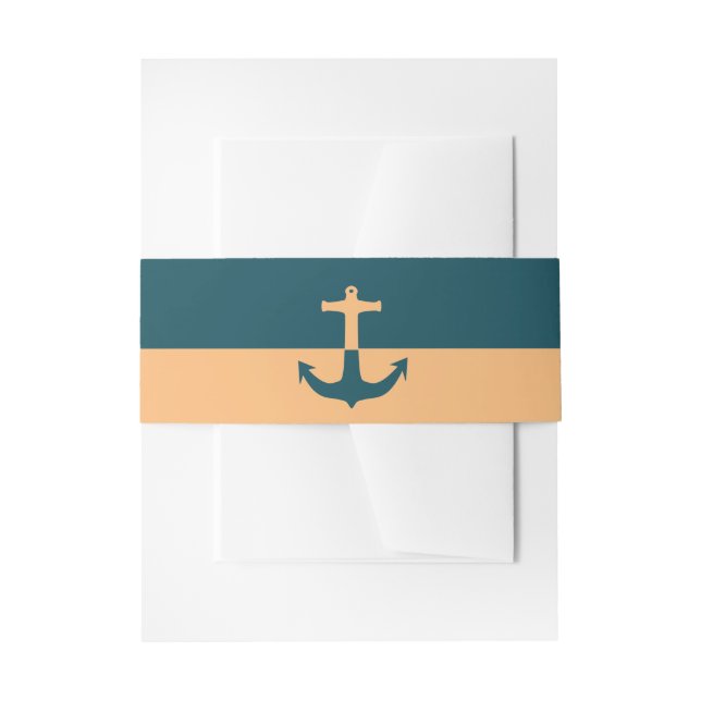 Nautical Anchor - Coral Blue - Beach Wedding Einladungsbanderole (Vorderseite Beispiel)