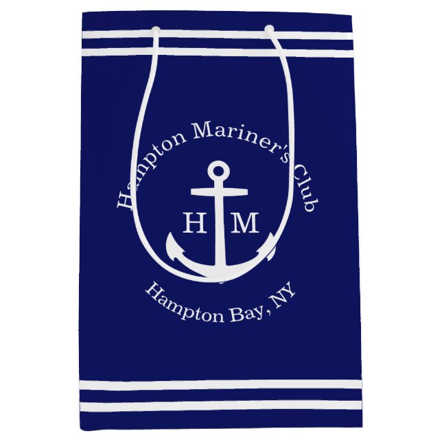 Nautical Anchor Custom (blau) Mittlere Geschenktüte (Vorderseite)