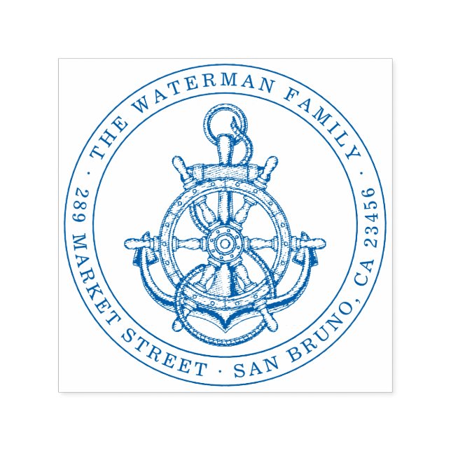Nautical Anchor Custom Family Name & Return Addres Permastempel (Design)