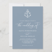 Nautical Anchor Dusty Blue Monogram Wedding