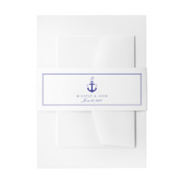Nautical Anchor Elegant Clean Monogram Bly Bands Einladungsbanderole