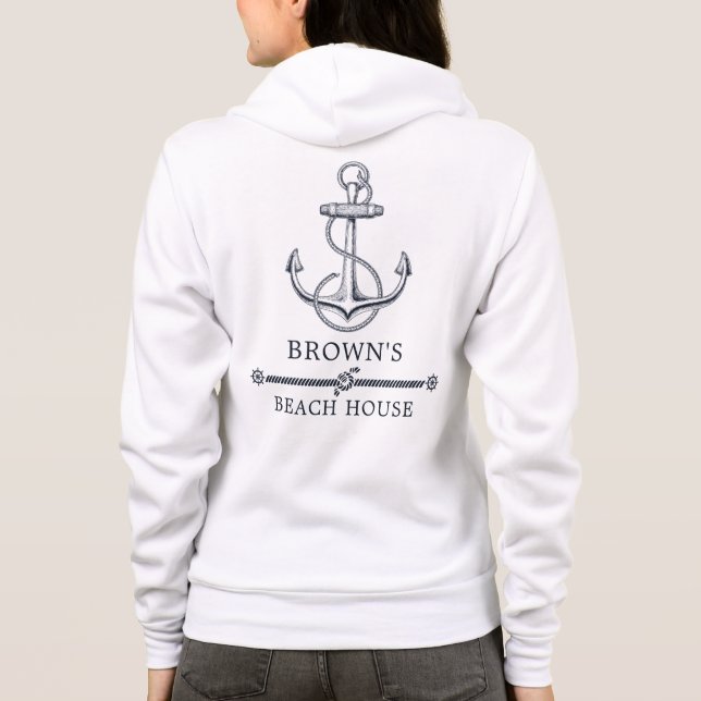 Nautical Anchor Family Beach Lake House Hoodie (Rückseite)