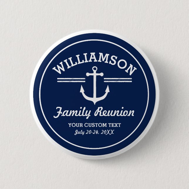 Nautical Anchor Family Reunion Trip Cruise Beach Button (Vorderseite)