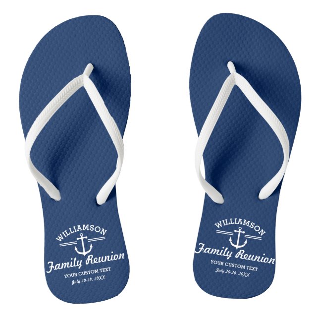 Nautical Anchor Family Reunion Trip Cruise Beach Flip Flops (Fußbett)