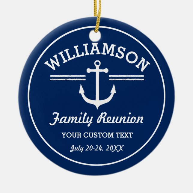 Nautical Anchor Family Reunion Trip Cruise Beach Keramikornament (Vorne)