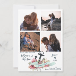 Nautical Anchor Floral Beach Wedding Multi-Foto Save The Date