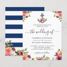 Nautical Anchor Floral Wedding Einladungen