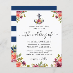 Nautical Anchor Floral Wedding Einladungen