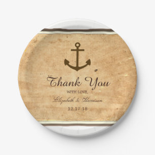 Nautical Anchor Gerahmte Vintage Paper Wedding Pappteller
