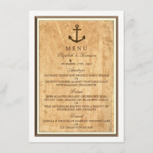 Nautical Anchor Gerahmtes Vintages Paper Wedding M Menükarte