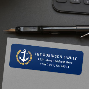 Nautical Anchor Gold Laurel Star Blätter Adresse