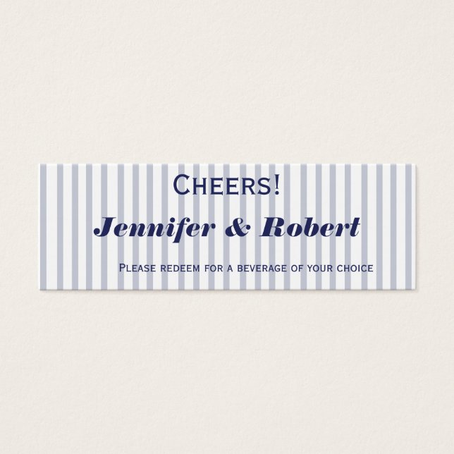 Nautical Anchor Gray Stripe Wedding Drinks Tickets (Vorderseite)