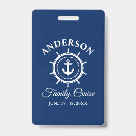 Nautical Anchor Helm Navy Blue Family Cruise Ausweis