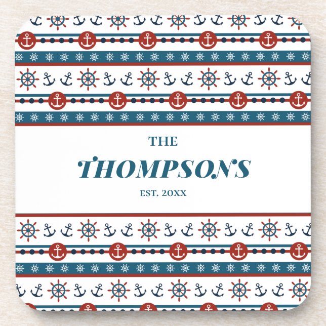 Nautical Anchor Hochzeitstil - Geschenkidee Getränkeuntersetzer (Vorderseite)
