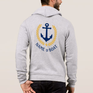 Nautical Anchor Ihr Boot Name Gold Laurel Star Hoodie