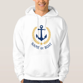 Nautical Anchor Ihr Boot Name Gold Laurel White Hoodie