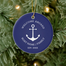 Nautical Anchor Marine Blue Custom Willkommen an B Keramik Ornament