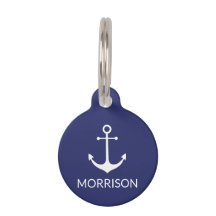 Nautical Anchor Marine Weißer Custom Hund Name inf