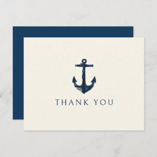 Nautical Anchor Moderne blaue Hochzeit der Marine Dankeskarte