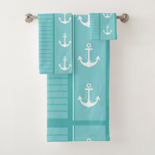Nautical Anchor Moderner Abstrakter Streifen Badhandtuch Set