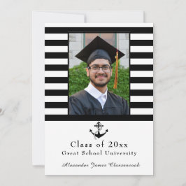 Nautical Anchor Moderner Schwarz-weißer Stripe-Abs Ankündigung