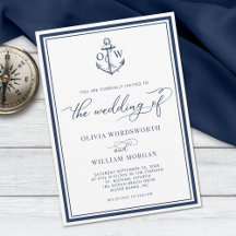 Nautical Anchor Monogram Frame Navy Hochzeit