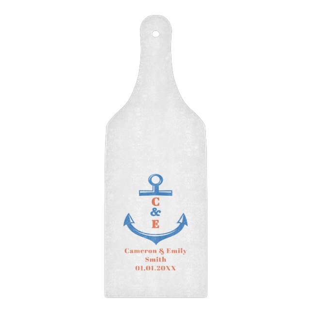 Nautical Anchor Monogrammed Paddle  Schneidebrett (Vorderseite)