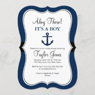 Nautical Anchor Navy Baby Shower Einladung