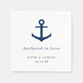 Nautical Anchor Navy Blue and White Wedding Serviette