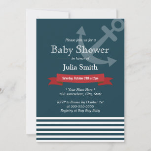 Nautical Anchor Navy Blue Baby Shower Einladungen