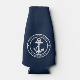 Nautical Anchor Navy Blue Boat Name Custom Flaschenkühler