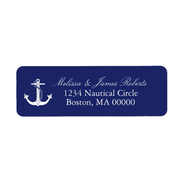 Nautical Anchor Navy Blue Coastal Rücksendeadresse (Vorne)