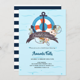Nautical Anchor Navy Blue Floral Baby Shooter Einladung