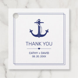 Nautical Anchor Navy Blue Monogram Names Wedding Geschenkanhänger