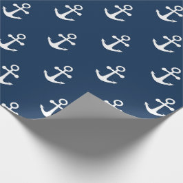 Nautical Anchor Navy Blue Pattern Wrapping Paper Geschenkpapier