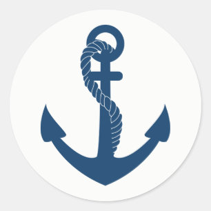 Nautical Anchor Navy Blue Sailor Beach Hochzeit Runder Aufkleber