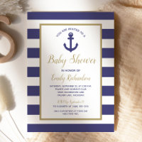 Nautical Anchor Navy Blue Stripes Boy Baby Dusche