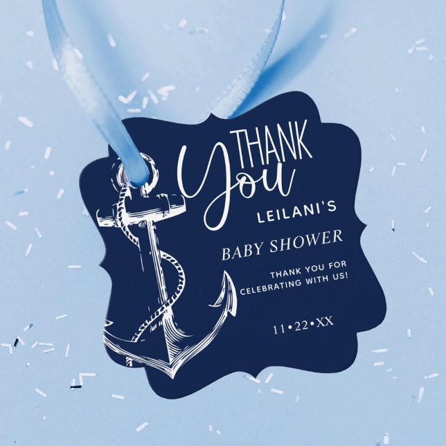 Nautical Anchor Navy Blue Thank You Geschenkanhänger (Von Creator hochgeladen)