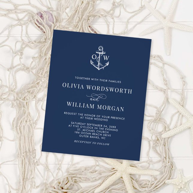 Nautical Anchor Navy Blue Wedite Flyer (Von Creator hochgeladen)